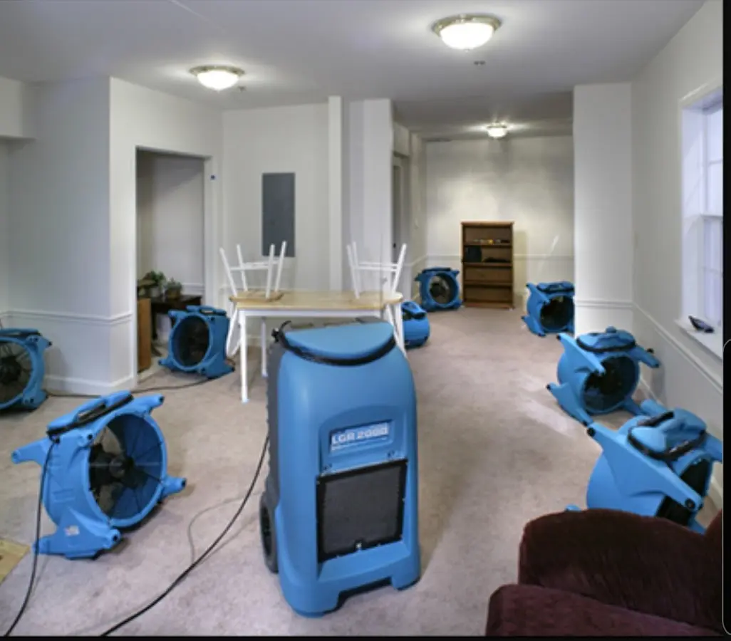 Air movers and dehumidifier setup for Water Extraction & Removal in Cleburne